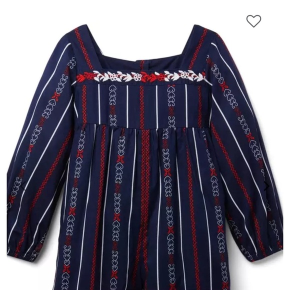 Janie and Jack Embroidered Navy Wide Leg Jumpsuit Little Girls Size 4 - Picture 3 of 5